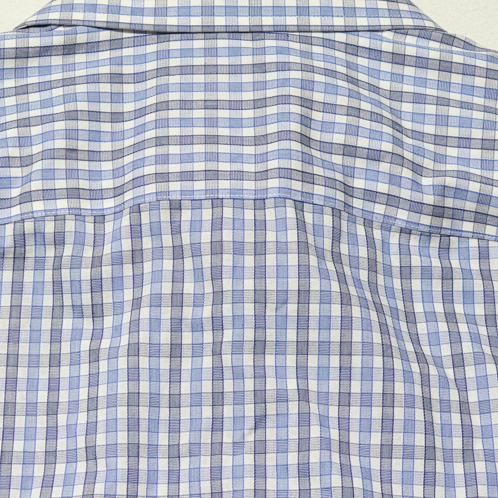UNTUCKit Button‎ Down Men's Shirt Large Blue White Slim Fit Wrinkle Free Check - Picture 12 of 12